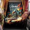 Motorcycle Flames Personalized Name Blanket Personalized Name Soft Comfortable Stylish Blanket Car Blanket Perfect For Travel Camping Outdoor Home