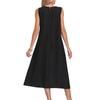European & American Women's Sleeveless Round Neck Pocket Dress - Solid Color, Casual Style (2026)