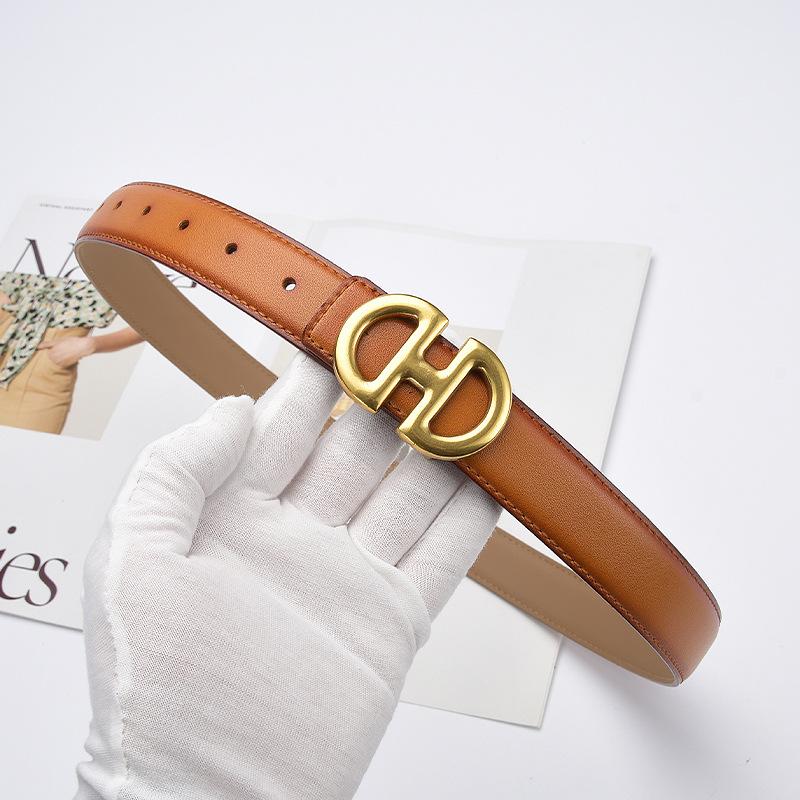 New Women's Belts Colorful and Fashionable Versatile Two-layer Cowhide Belt Simple Style Skirt Belt