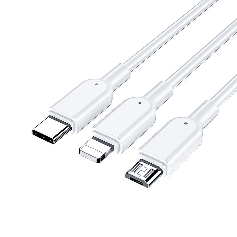 3-in-1 Multi-Function Fast Charging USB Cable for Apple, Android, and Type-C Devices