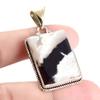 Natural Zebra Jasper Gemstone 925 Sterling Silver Two Tone Pendant 1.8'' Q0J83
