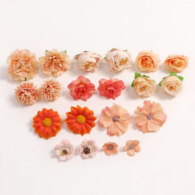 

20Pcs Artificial Flower Head For Home Decor Wedding Flowers Wall Decoration Diy Hair Accessories Corsage Handmade Craft Material A7