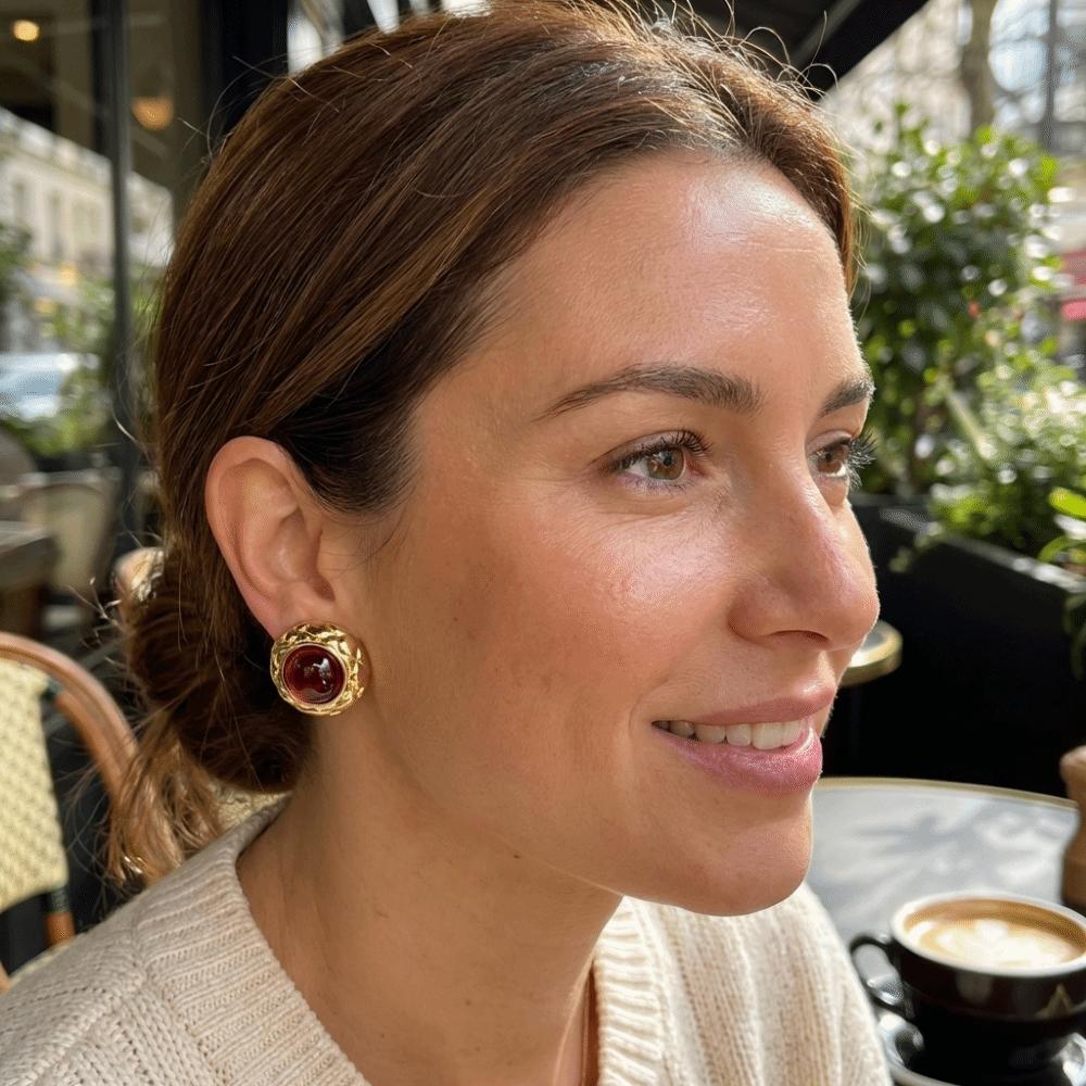 Oblate Shape Opal Earrings Vintage Style Round Earrings Elegant Flower Earrings  Wedding