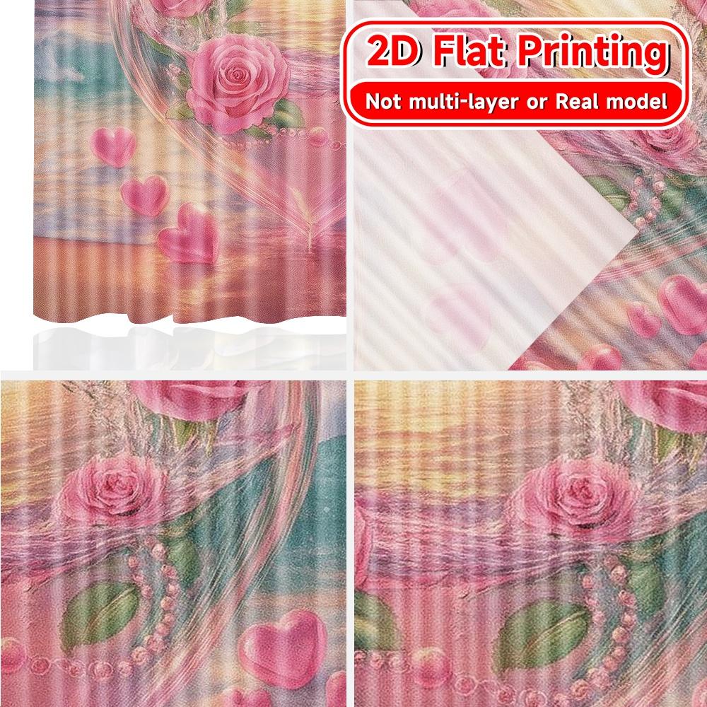 2D Flat Printing  2pcs Hearts Paradise Modern Light Filtering Curtains Polyester Curtains Decorations Outdoor Use for Bedroom