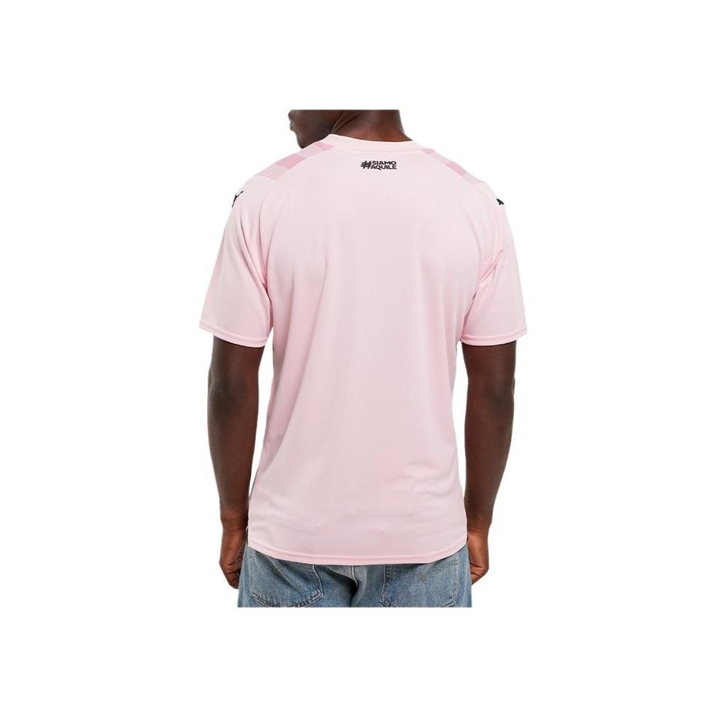 Puma Letter Print Design Casual Sports Round Neck Short Sleeve Football Shirt Men Tops Pink 774823-01