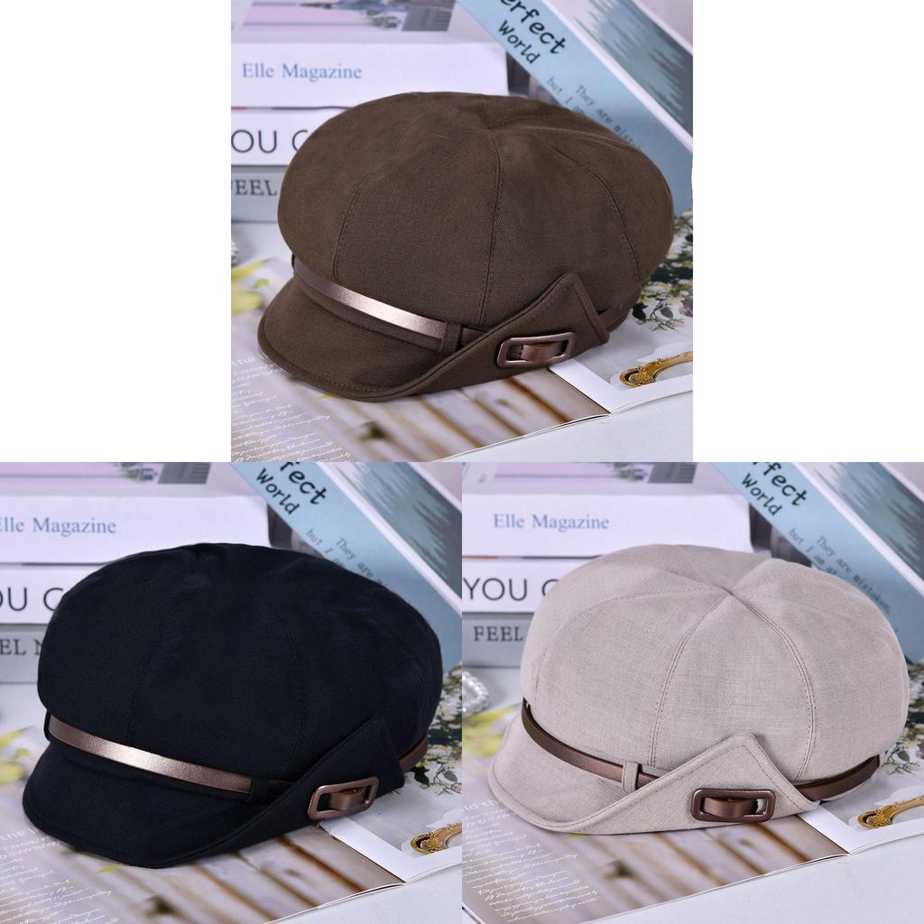 Casual Autumn Cotton And Linen Eightcorner Cap With Sun Protection For Women