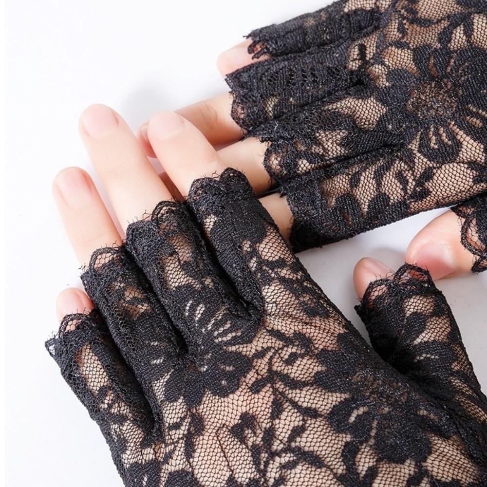 Thin Lace Gloves Half Finger Touch Screen Gloves Summer Sun Protection Gloves  Bride Accessories