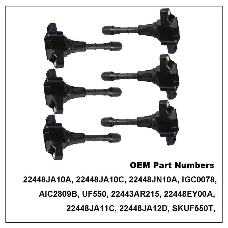 6pcs Set For NISSAN QUEST 2013 3.5L V6 MURANO PATHFINDER TEANA INFINITI Q50 M35 2008 22448JA10C Ignition Coil Spark Plug Kit