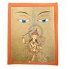 Hand-Painted Nepalese Buddha Thangka: Manjushri, Yellow Jambhala, Thousand-Armed Avalokiteshvara, Mahakala, Zhakilaamu Wall Hanging