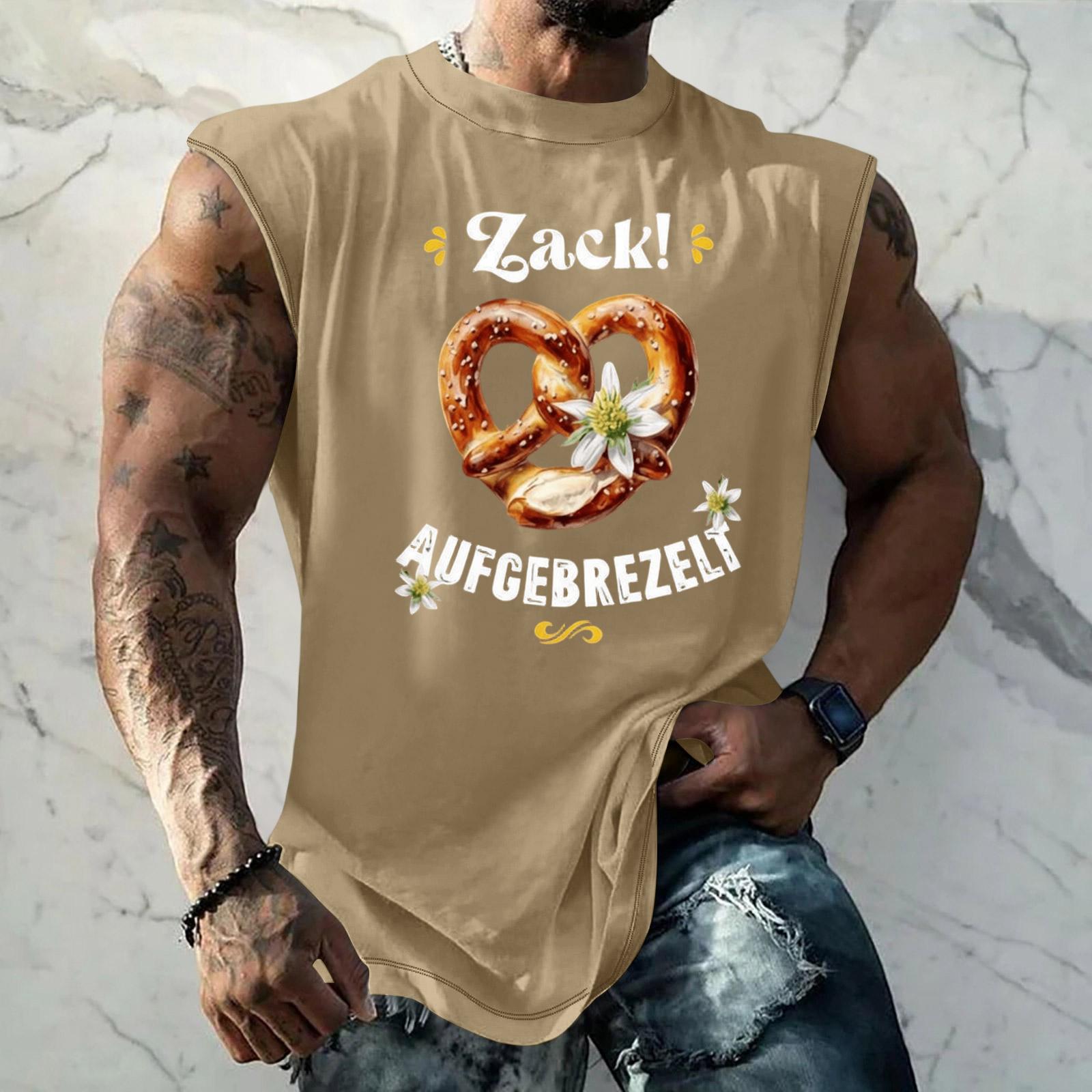 

Men Sleeveless Tank Top Loose Fit Casual Streetwear Printed Graphic Texture Vest for Sports Vacation Daily Wear XL жовтий