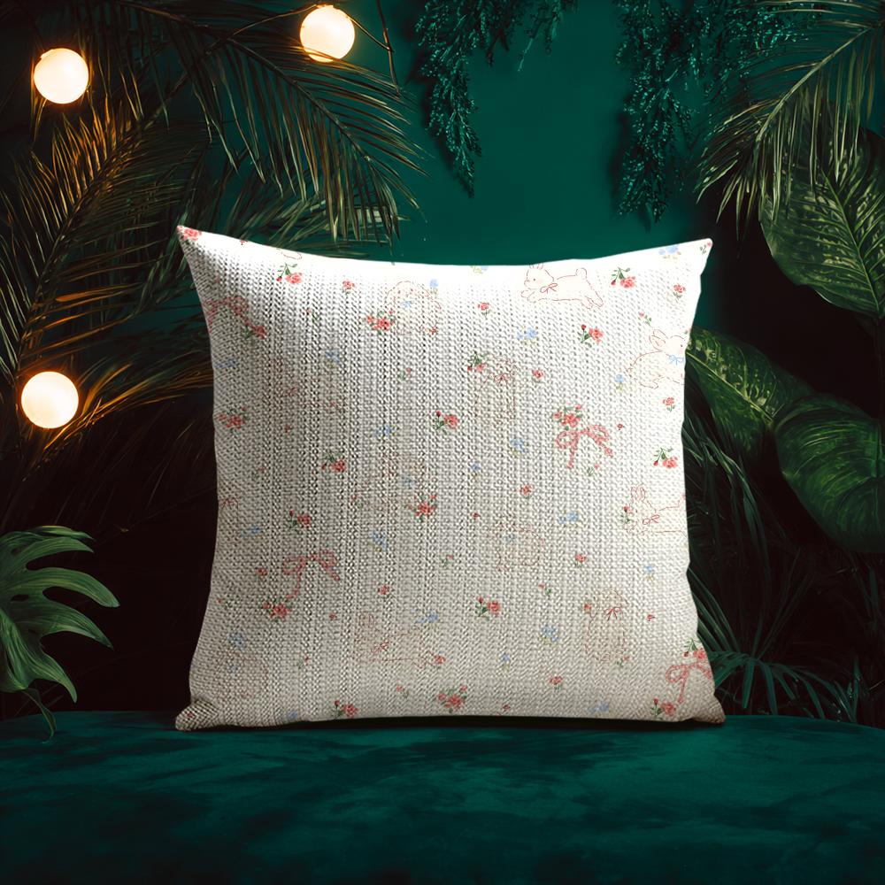 Flowers And Animals Warmly Heart Cushion Cover Silky Elegant Comfort Sofa Bed Invisible Zipper Beach Pillowcase