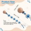 Symbolife Pacifier Daisy Floral with Wooden 30cm Unisex Blue Frost Clip, Print, Clip, Stretchable, Cotton, (Baby & Blue)