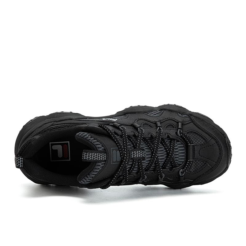 Fila FLUID 7 Abrasion Resistant Lightweight Breathable Low Top Chunky Sneakers Women's Black/Shadow Black Gray F12W632103FBK