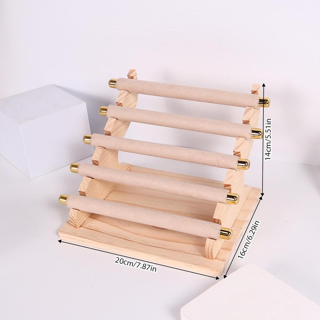 Présentoir à Bijoux Beige Démontable à Étages et Support de Rangement