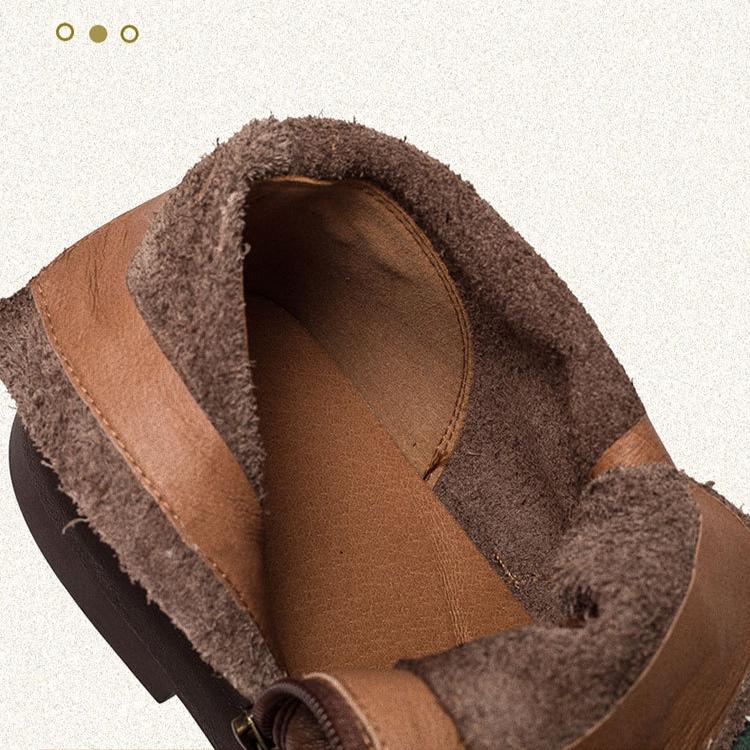 Johnature Oryginalne skórzane botki retro na co dzień, jednolity kolor, miękka podeszwa, krótkie buty, uniwersalne buty damskie