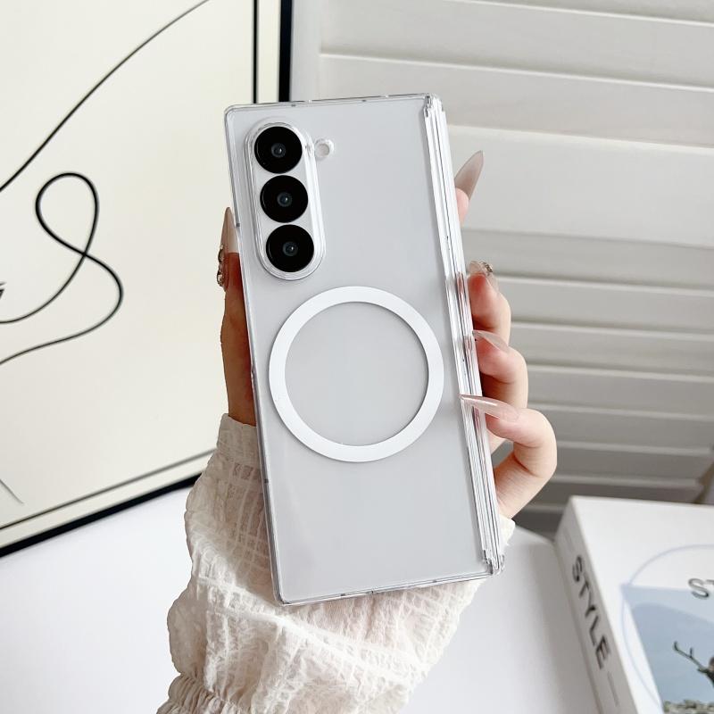 Slim Matte Transparent Magnetic Hinge Protection Back Case for Samsung Galaxy Z Fold7 6 5 4 Folding Hard Wireless Charging