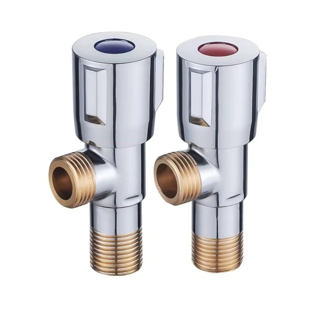 One Inlet Two Outlets Copper Angle Valve Copper Dual Outlet Hot Cold Inlet Valve Quick Open Toilet Angle Valve Blue