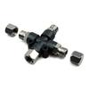1/8in BSP Air Splitter Fitting Connector Black Multi-function Air Hose Adaptor 3 Way Three Outlets Air Pump Connector