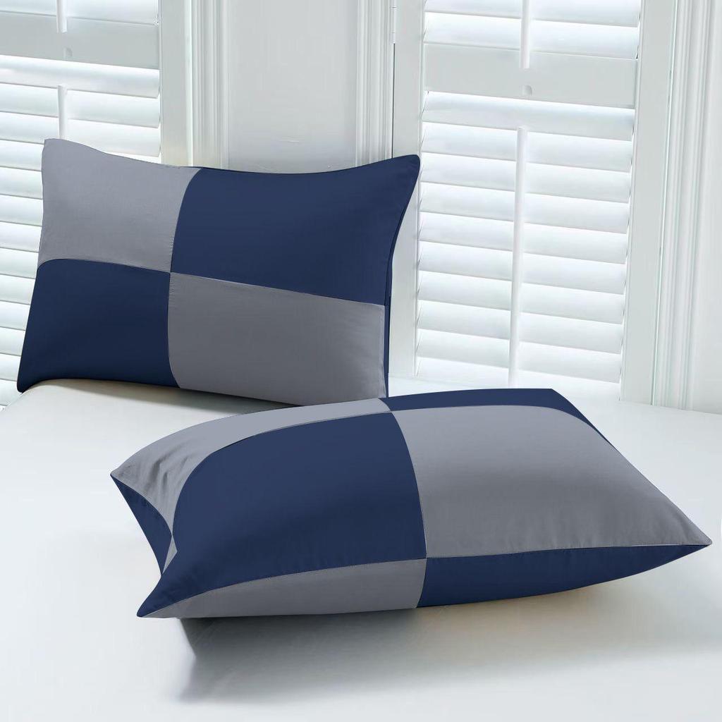 Set of Two Silky Soft Bamboo Fiber Patchwork Pillowcases with a Cool Feel