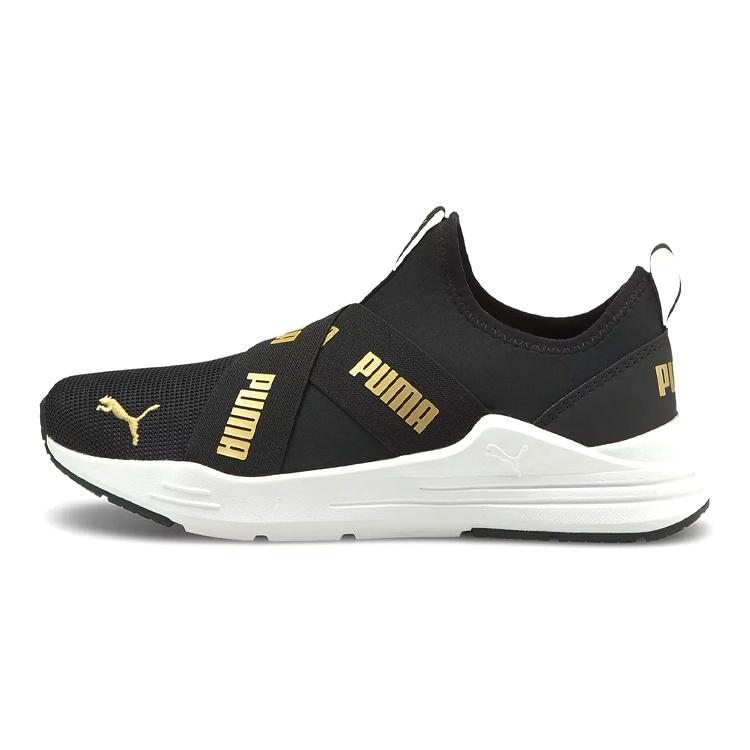 (GS) PUMA Wired Run Slip-On Black Team Gold Kids 381993-02 EU 38