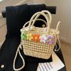 Hot Selling New Straw Woven Women Bag Summer Flower Fashion Woven Bag Handbag Paper Rope Hollow Casual Shoulder Bag