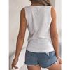 GMXIA Summer Solid Color Button V-neck Cuffed Sleeveless Top Vacation Knitted Sweater Women's Wear