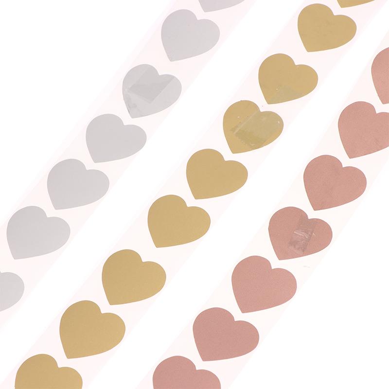 300Pcs/Roll Heart Scratch Off Stickers Labels Scratch Sticker Label Stationery Diy Handmade Game Sticker Self-Adhesive Stickers