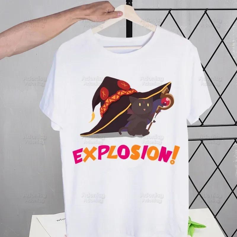 KonoSuba Megumin Kono Subarashii Kazuma Tshirts Men Shirt Harajaku Mens Clothing Summer Streetwear Casual Tee Short Sleeve Tops