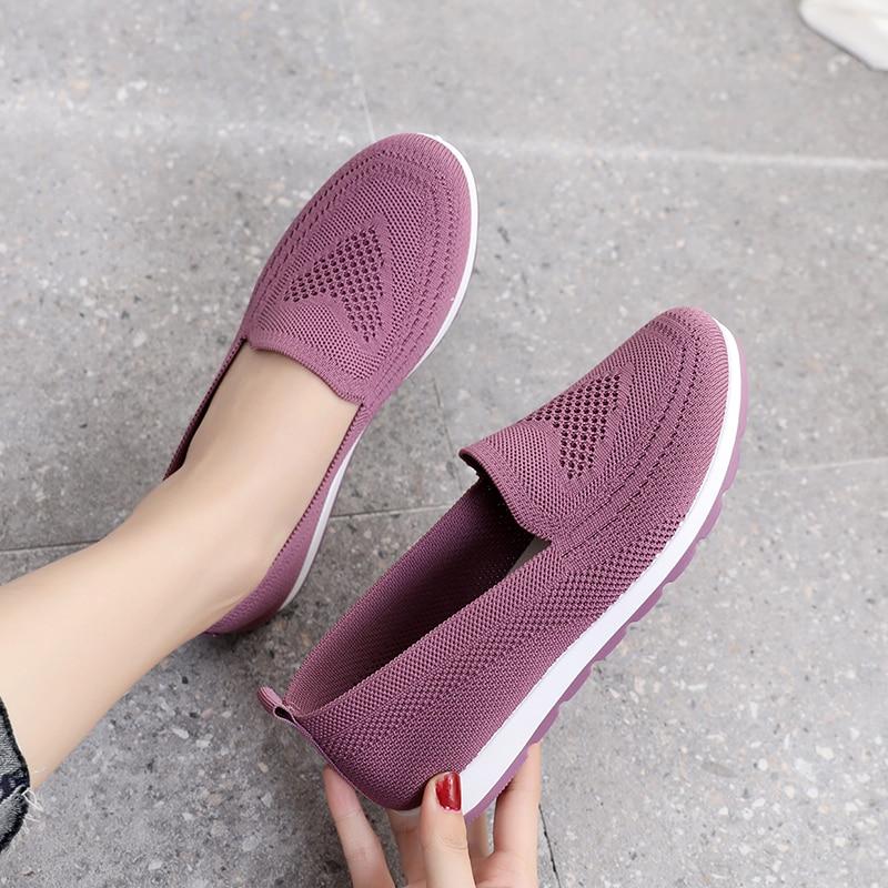 Women's Summer Sneakers Slip on Flat Shoes Women's Casual Loafers Walking Shoes Female Outdoor Mesh Soft Shoes
