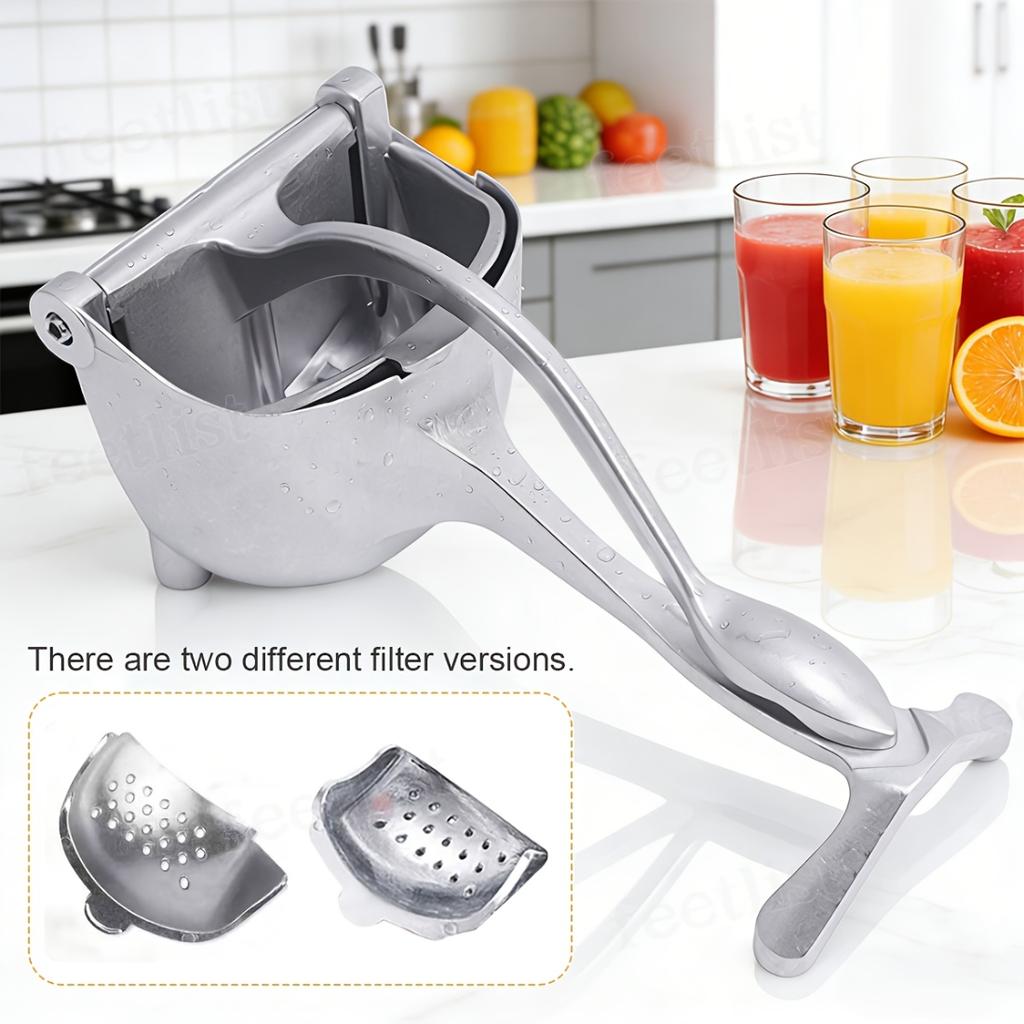 Heavy Duty Manual Metal Fruit Squeezer With Fine Filter, Versatile Juicing Tool For Lemon Orange Apple Watermelon Household Kitchen Use