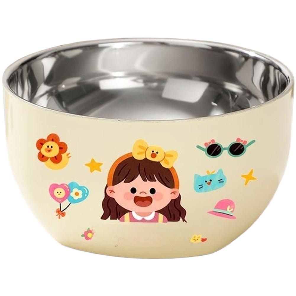 

Toddler Suction Bowl Stainless Steel Cartoon Style Heat Insulated Anti Slip Anti Spill For Noodles Fruit Yogurt Rice Easy Wash