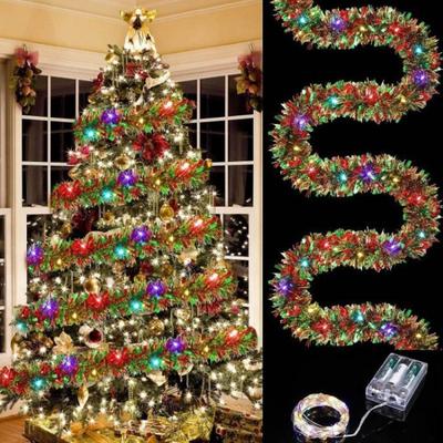 Weihnachtsbaumspitze Schleife mit Lichterkette Lametta Girlande Luftschlangen Ornamente mit LED-Lichtern Weihnachtsbaumgirlande LED-Licht 2025