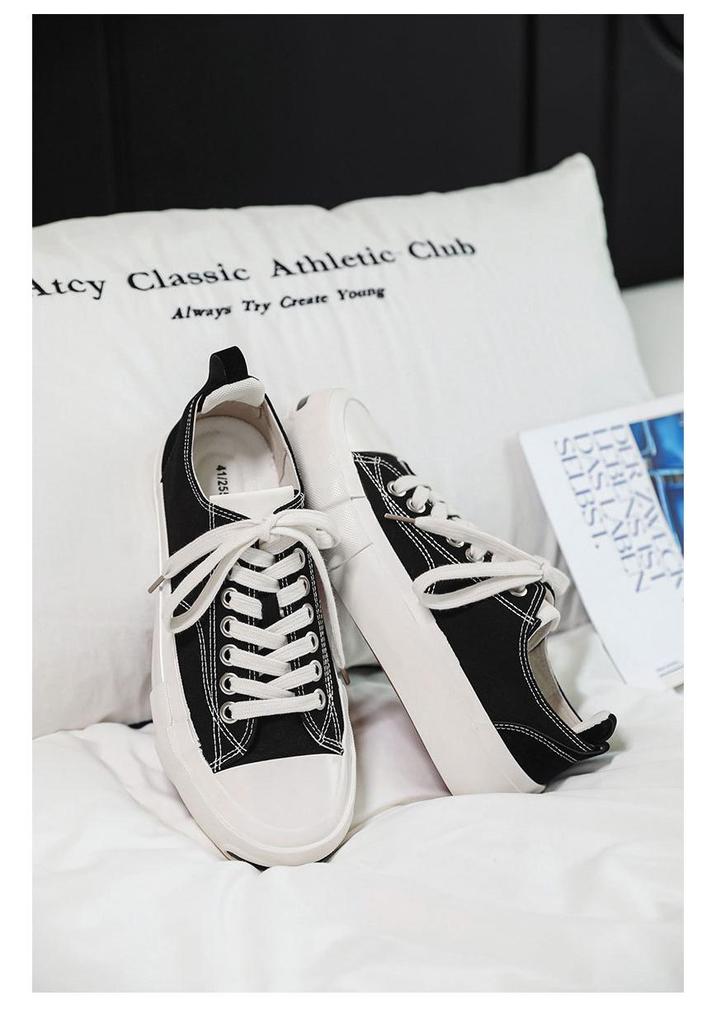 Men's Korean Style Thick Sole Retro Canvas Shoes - Casual, Versatile, Summer-Ready with Height Boost