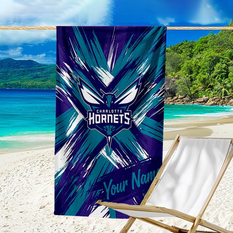 Custom Name Beach Towel Space Hornets Logo Beach Towel, Soft Microfiber, Gift for Her/Him, Birthday, for Pool, Beach, Travel, Fan gifts