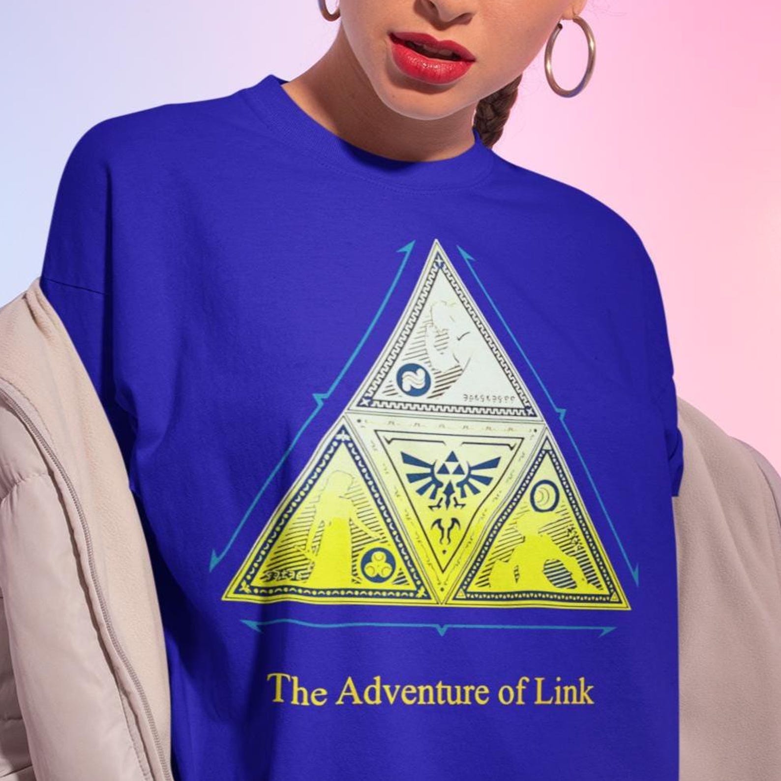 Zelda Adventure of Link Shirt - Tri Force Graphic Tee,Loz Tshirt,Link Symbol Design 3XL