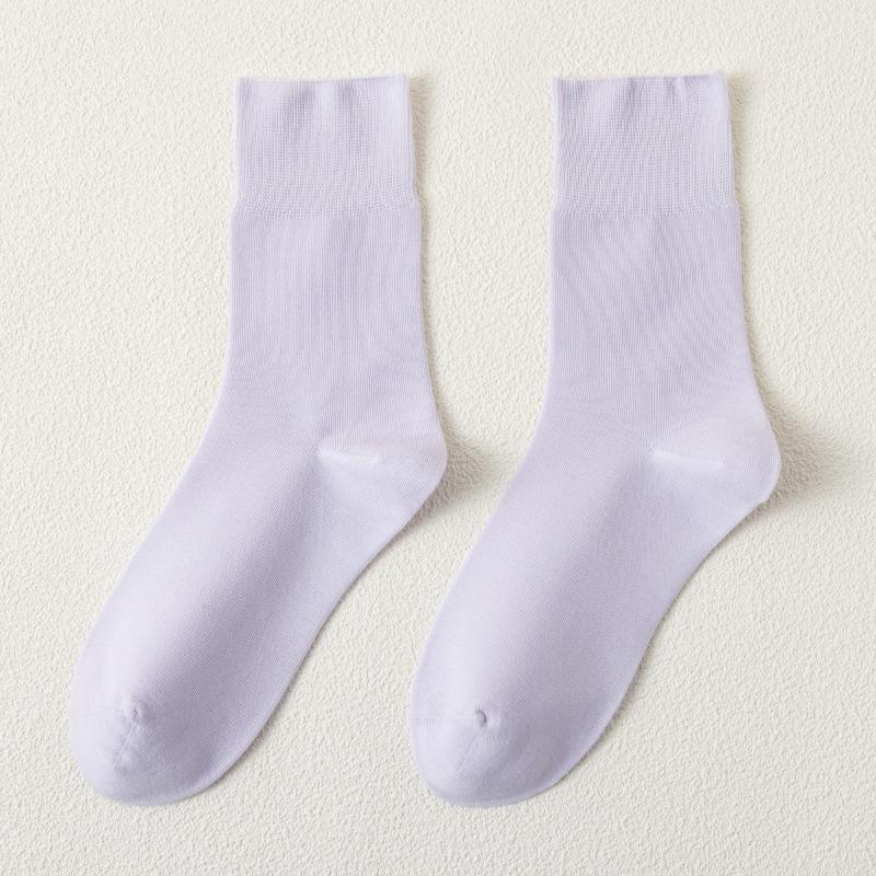 Female Spring and Summer Thin Cotton Pure Color Deodorizing Sweat Absorption Anti Pilling All Go Boneless Tube Socks