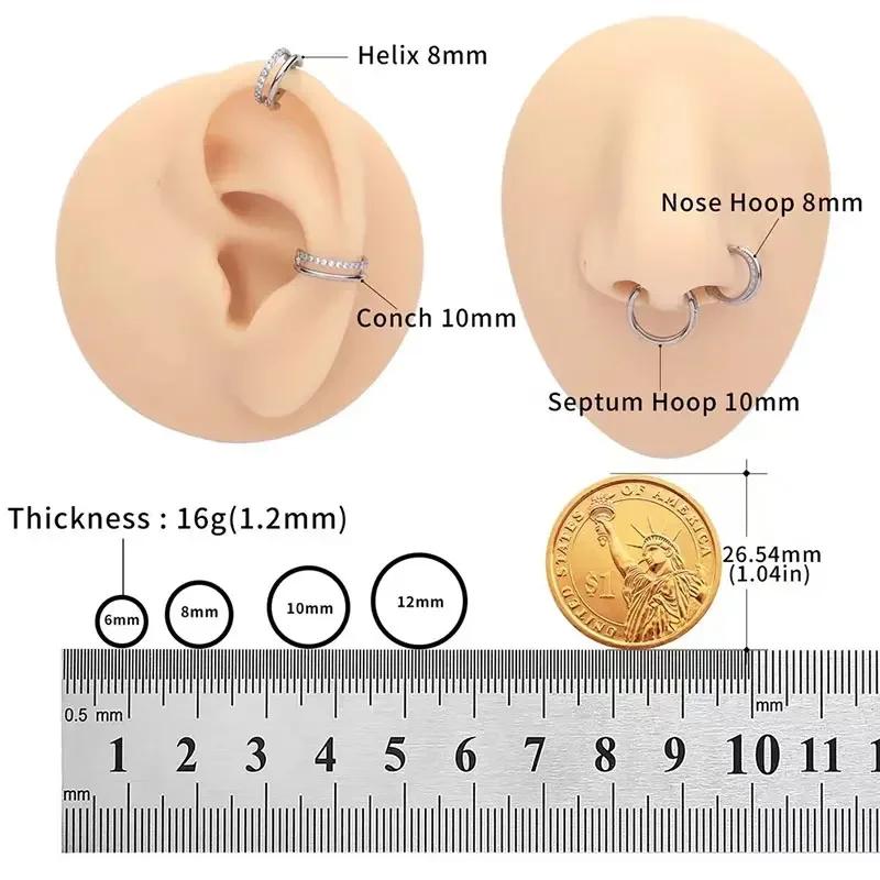 G23 Titanium Nose Ring Piercing 16G Double Layer Hollow Hinged Septum Ear Cartilage Tragus Spiral Piercing Earring Body Jewelry