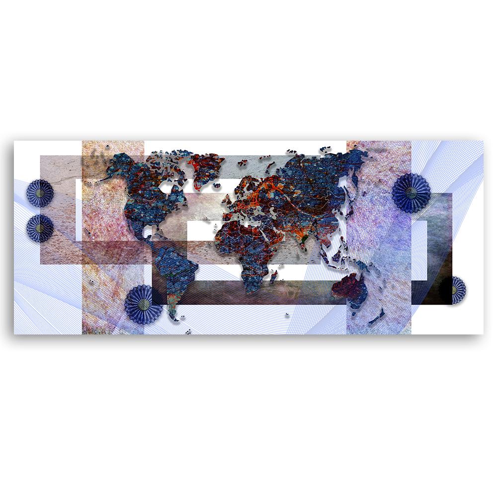 Canvas print, Blue world map