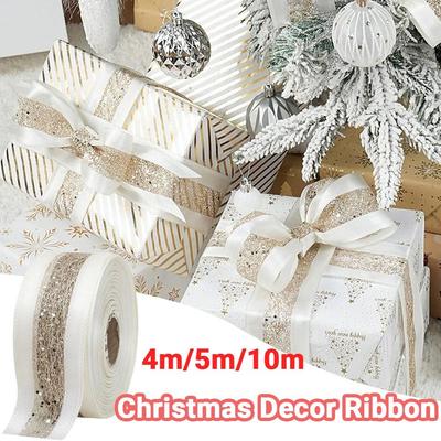 DIY Craft Christmas Mesh Ribbon Linen Bow Making Floral Arrangement Ribbon Handmade Decorative Ribbon Christmas Wrapping Ribbon