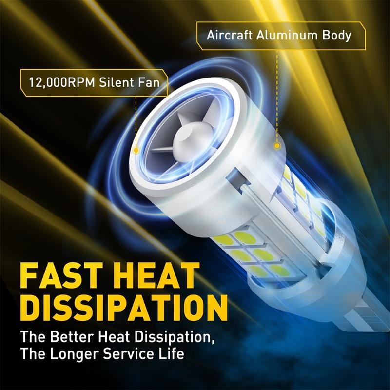 AUXITO 2Pcs Turbo T15 W16W LED Backup Reverse Light Canbus No Error Bulbs 2000LM 921 912 LED Bulb Car Rear Reversing Lamp 16W