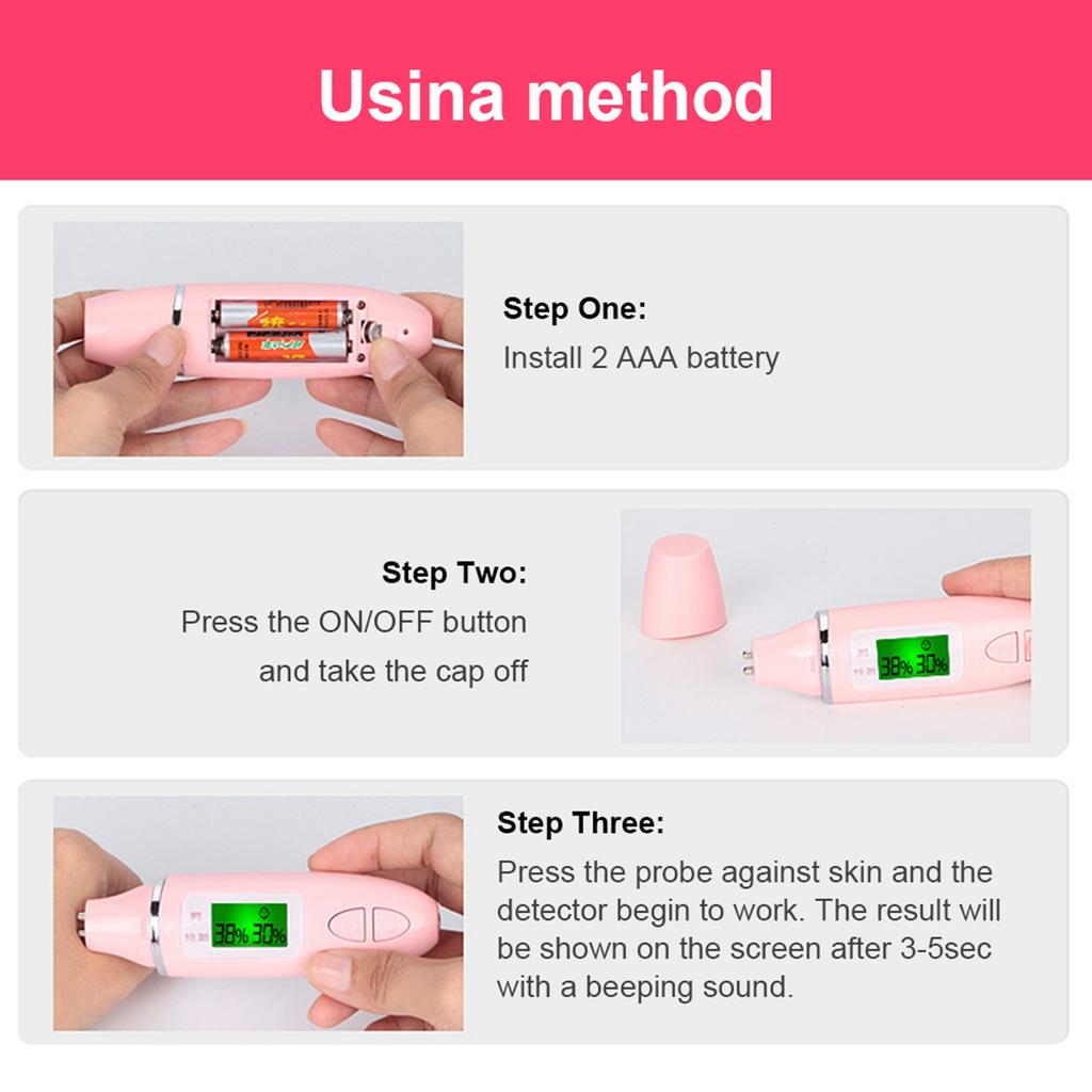 Digital Skin Detector Pen with LCD Screen Portable Skin Analyzer Water Oil Tester Skin Analysis Machine