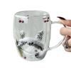 200/350ML Cupă de sticlă cu perete dublu, ace de pin uscate, cu strat înalt de borosilicat, ceașcă cu apă din sticlă transparentă, cadou de Crăciun