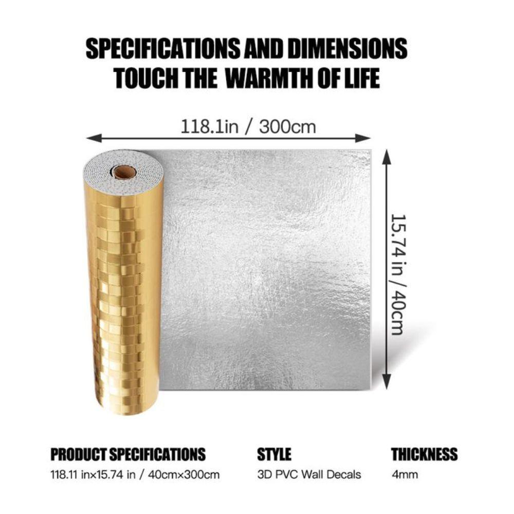 Waterproof 3D Wall Sticker PVC Gold Wallpaper  for Accenting Living Rooms Bathrooms Kitchens