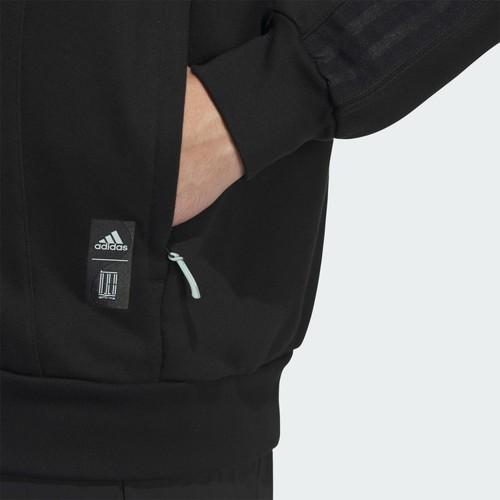 adidas Men's Black Stand Collar Sports Casual Loose Long Sleeve Jacket
