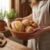 Plastic Bread Basket Round Woven Storage Basket Practical Handwoven Fruit Basket Kitchen