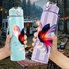 1PC Watercolor Butterfly Art Pattern 750ml Color Plastic Sports Water Bottle Leakproof Flip Straw Lid Suitable for Sports Office Home Use
