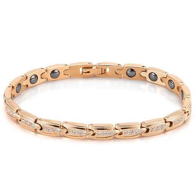 Pulsera de Acero Inoxidable con Cabeza de Bala, Incrustaciones de Circonita y Chapado Multicolor para Niñas y Amigas