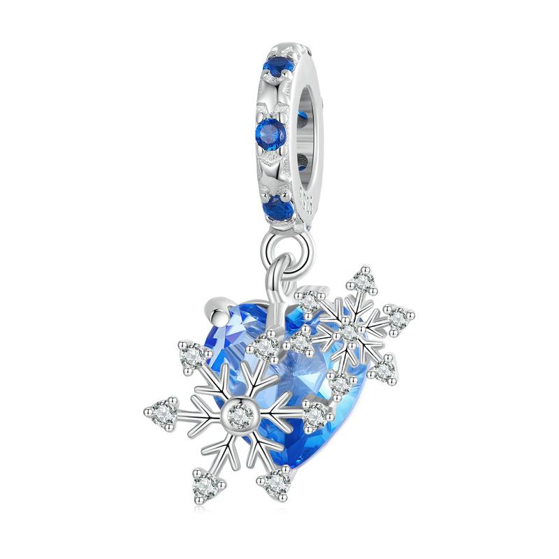 WOSTU 925 Sterling Silver Snowflake Butterfly Charms Blue Crystal Crown Beads Fit DIY Bracelet Necklace Gift Winter Ice Kingdom