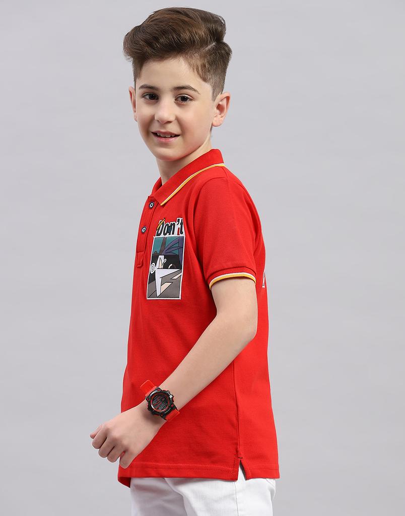 Monte Carlo Boys Printed Collar Neck Pure Cotton T-Shirt