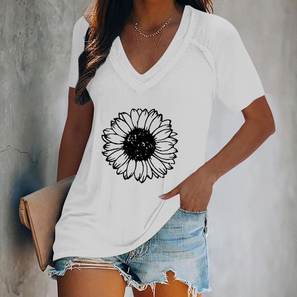 Dámské topy Oblečené letní Móda Ležérní Potisk Ležérní Tričko Ramenní Rukáv Výstřih do V Tenká splývavá tunika